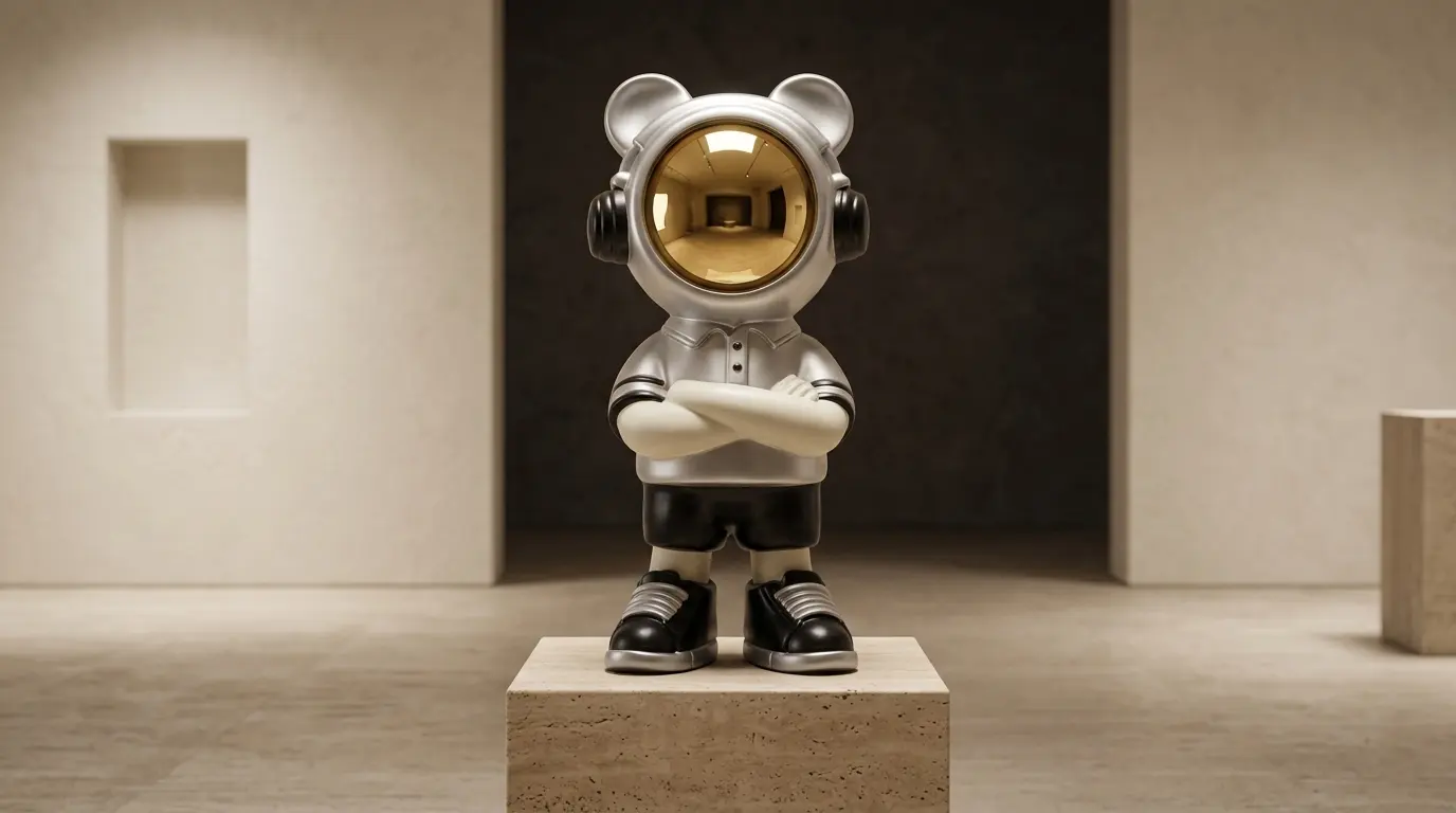 Astro Bear Coin Bank — Designer gold-visor bear character coin bank